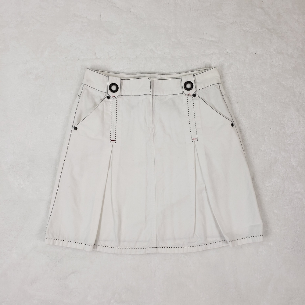 CAbi White A-line Skirt W/Grommets 6
